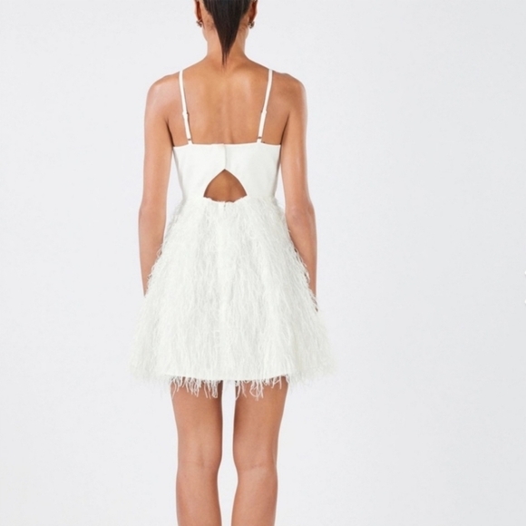 BCBG Maxazria Ilara Feather Mini Dress size 8 White New - Picture 2 of 8